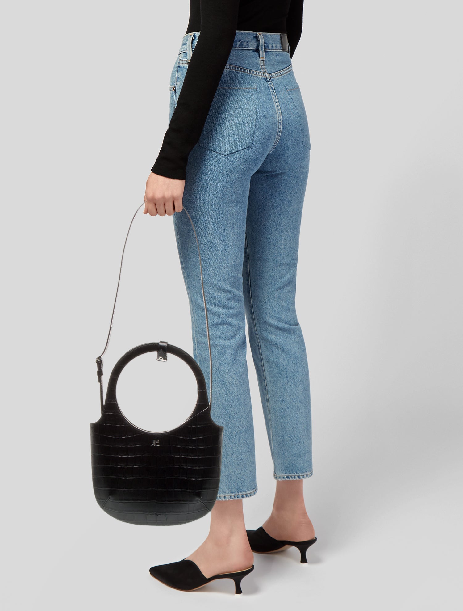 Courrèges Embossed Leather Top Handle Bag