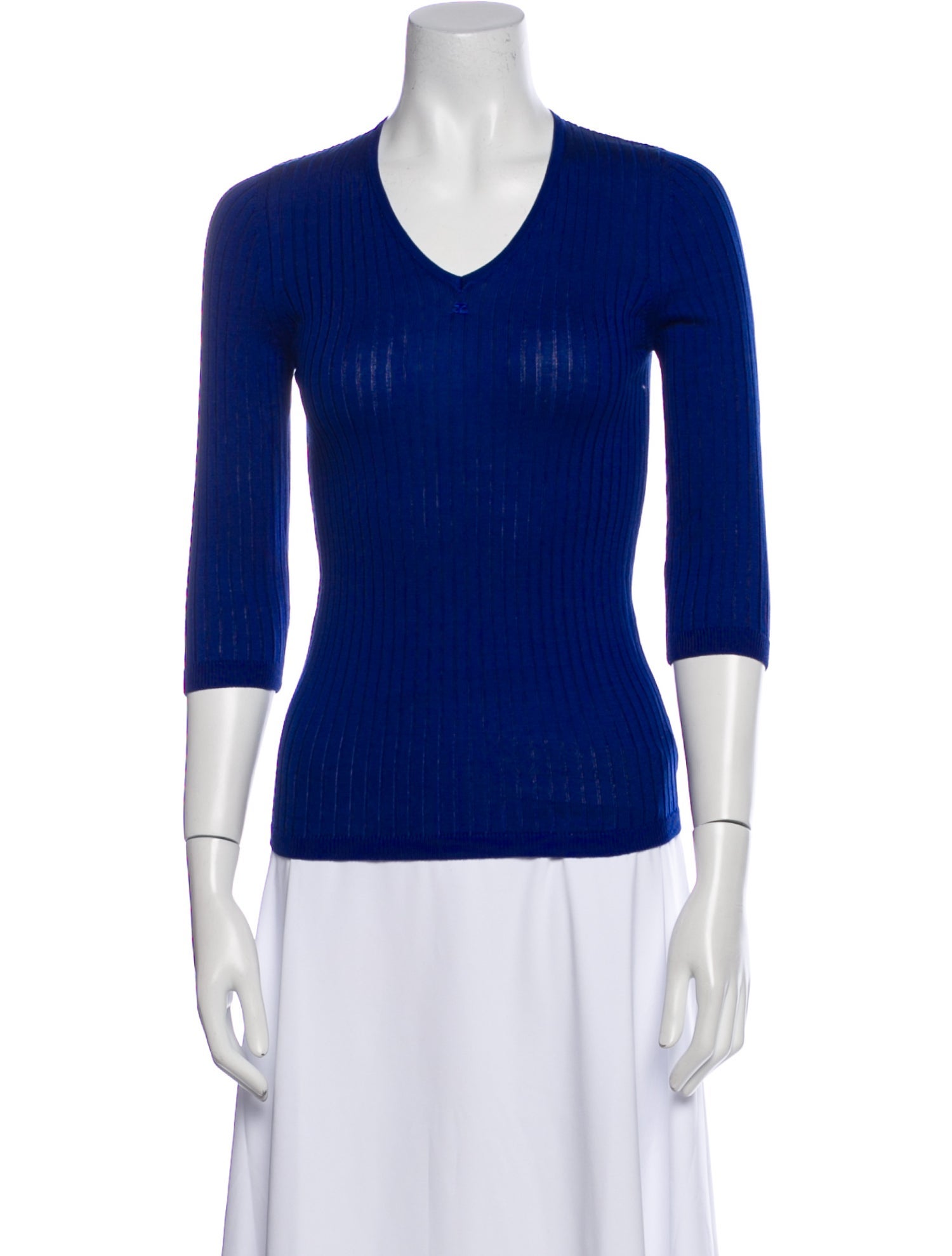 Courrèges V-Neck Three-Quarter Sleeve Top
