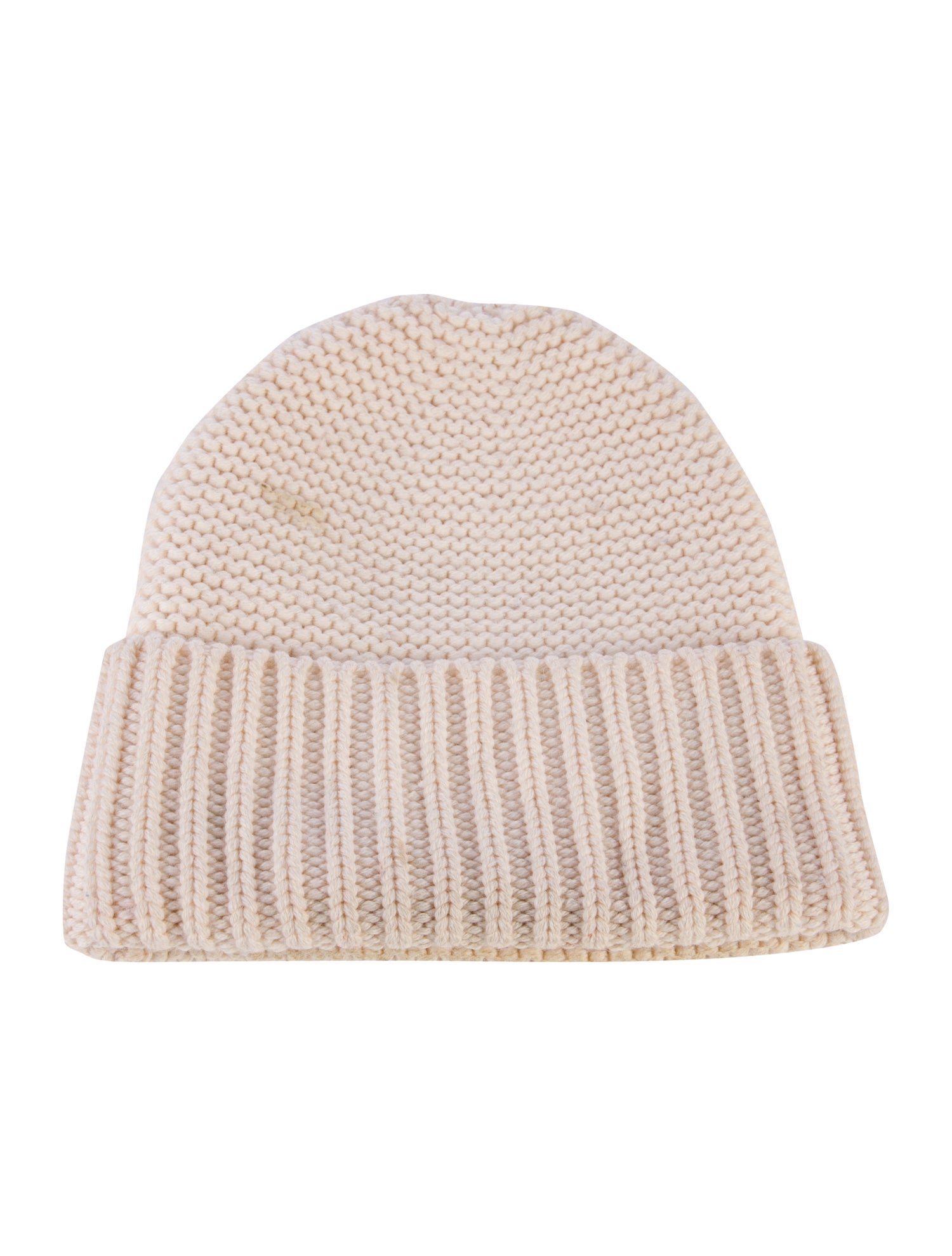 Courrèges Wool Knit Leather Trim Embellished Beanie