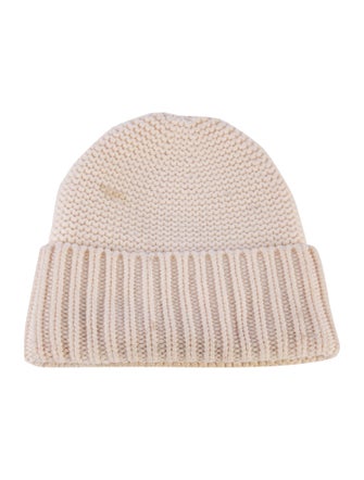 Courrèges Wool Knit Leather Trim Embellished Beanie