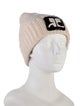 Courrèges Wool Knit Leather Trim Embellished Beanie