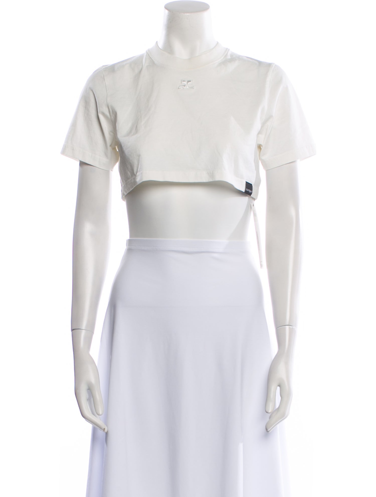 Courrèges Mock Neck Short Sleeve Crop Top