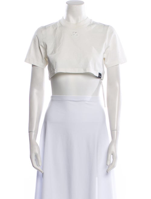 Courrèges Mock Neck Short Sleeve Crop Top