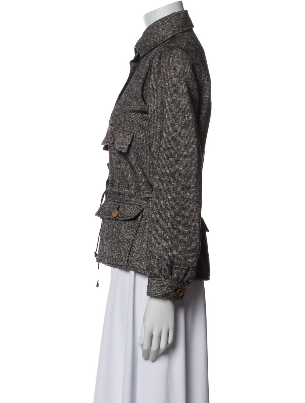 Courrèges Wool Jacket White Tweed Pattern Pointed… - image 2