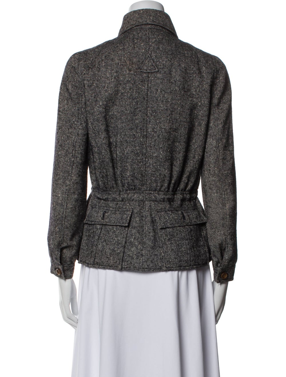 Courrèges Wool Jacket White Tweed Pattern Pointed… - image 3