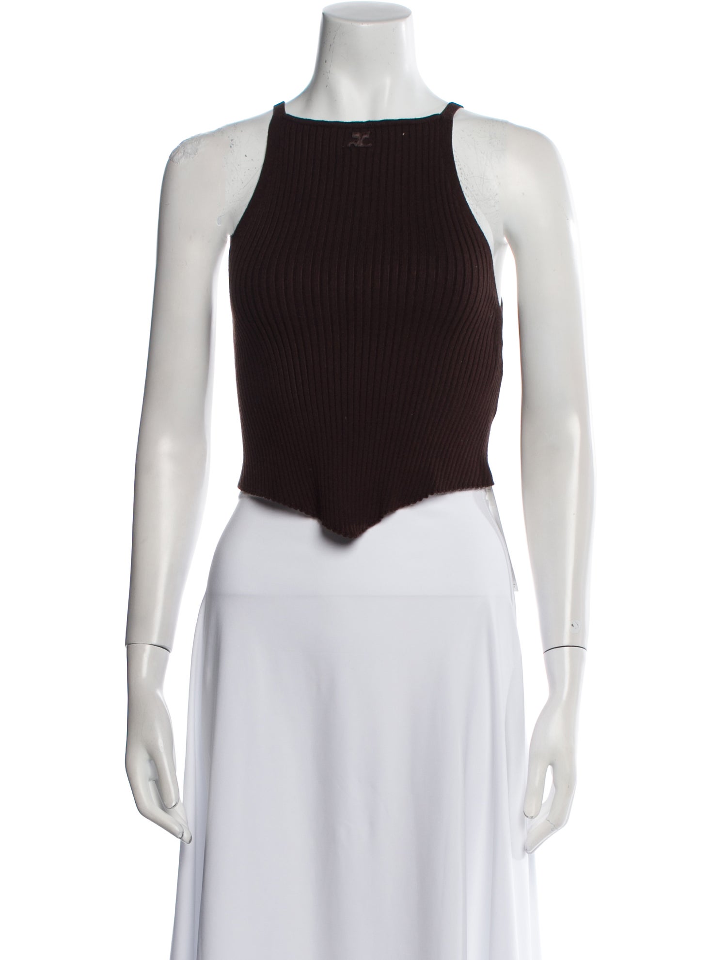 Courrèges Square Neckline Sleeveless Crop Top