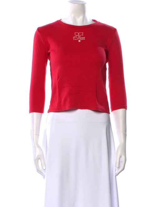 Courrèges Crew Neck Three-Quarter Sleeve Crop Top