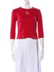Courrèges Crew Neck Three-Quarter Sleeve Crop Top