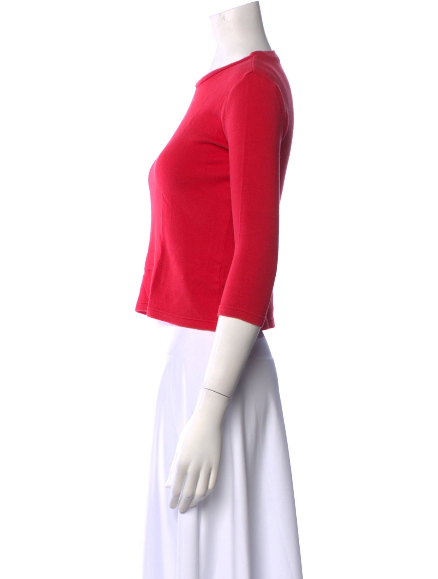 Courrèges Crew Neck Three-Quarter Sleeve Crop Top