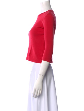 Courrèges Crew Neck Three-Quarter Sleeve Crop Top