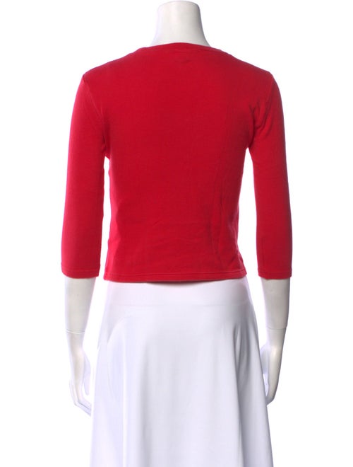 Courrèges Crew Neck Three-Quarter Sleeve Crop Top
