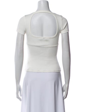 Courrèges Square Neckline Short Sleeve Crop Top