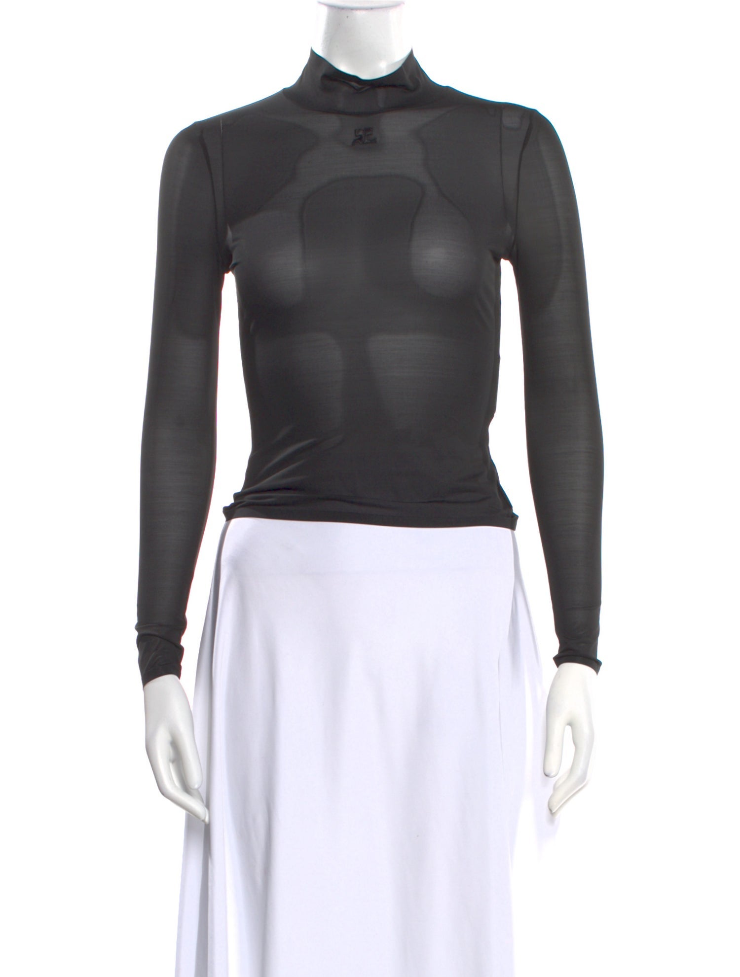 Courrèges Mock Neck Long Sleeve Crop Top