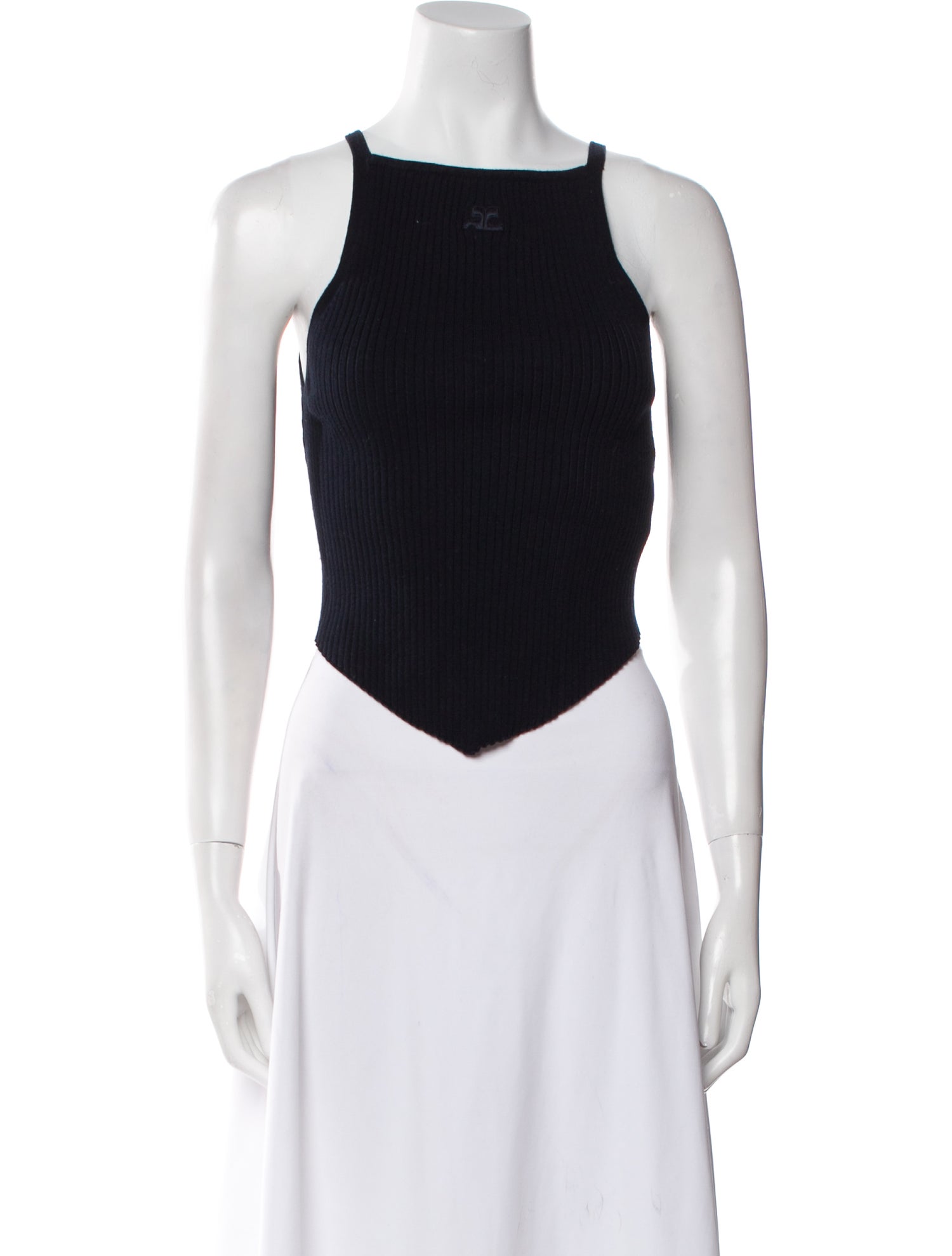 Courrèges Square Neckline Sleeveless Crop Top