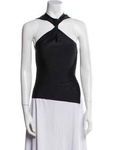Pre-owned Courrèges Halterneck Sleeveless Top W/ Tags In Black