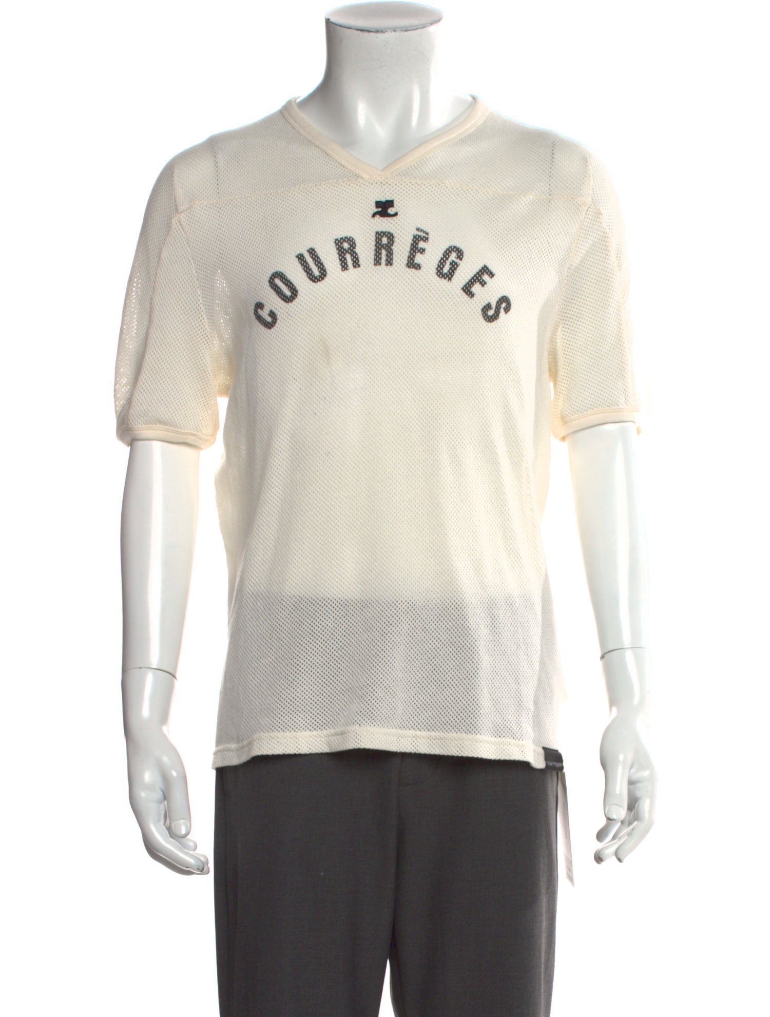 Courrèges Graphic Print V-Neck T-Shirt w/ Tags