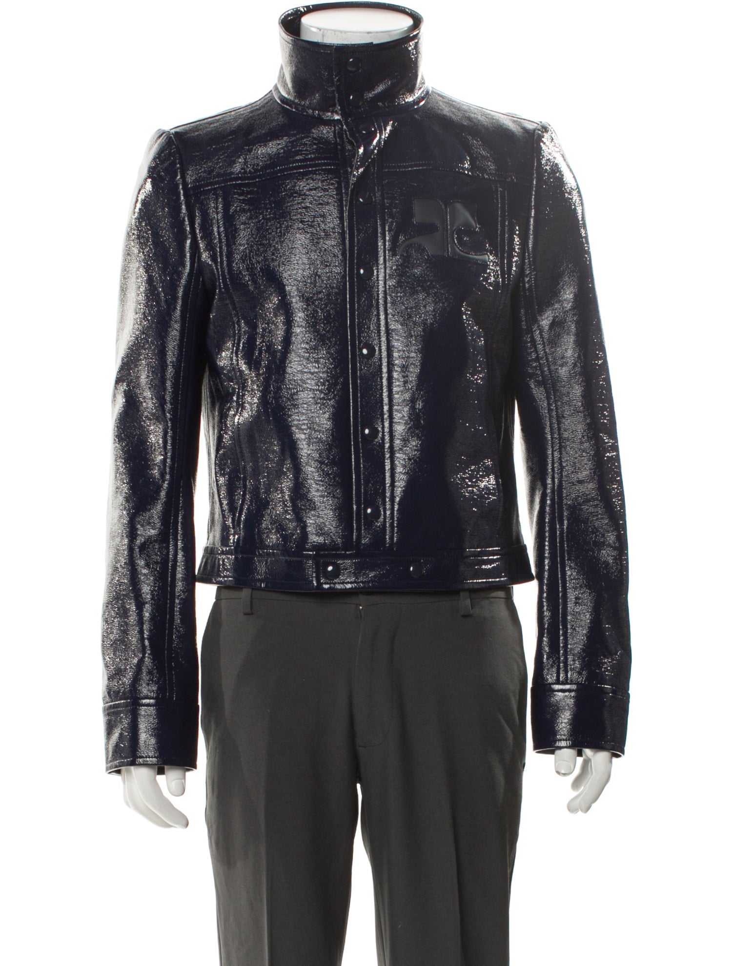 Courrèges Re-Edition Vinyl Signature Logo Moto Jacket