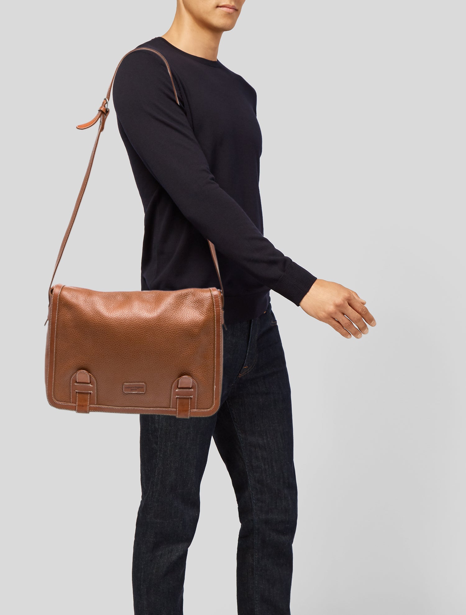 Courrèges Leather Messenger Bag