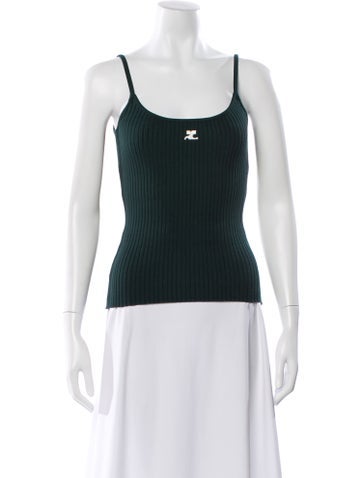 Pre-owned Courrèges Scoop Neck Sleeveless Top In Green