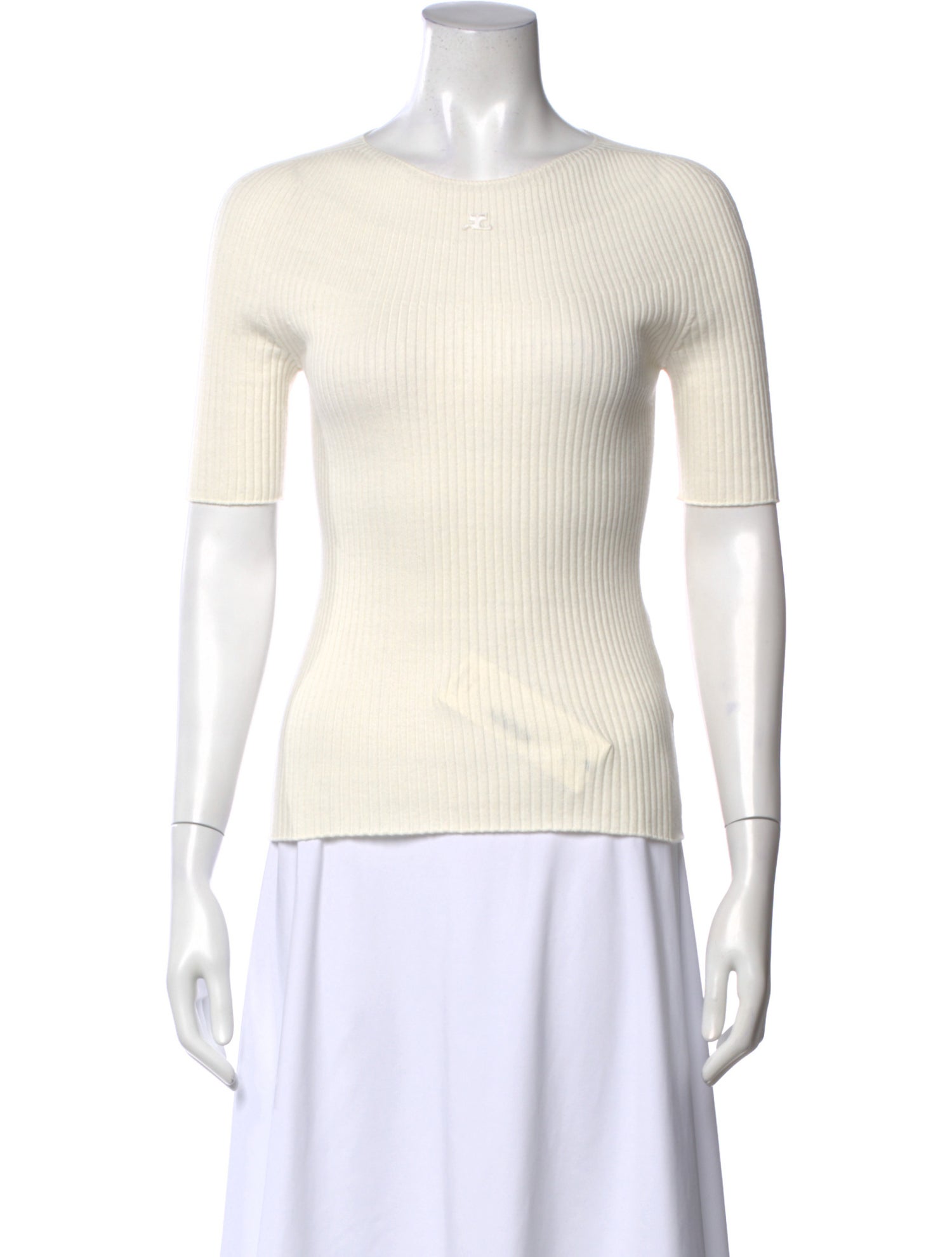 Courrèges Bateau Neckline Short Sleeve Top