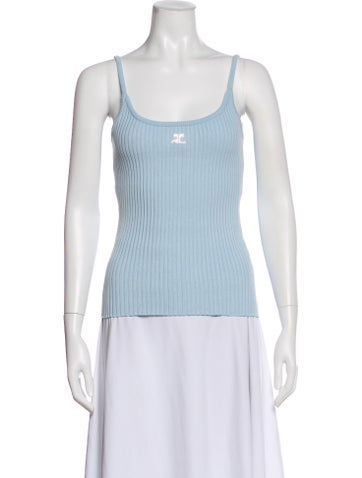 Pre-owned Courrèges Scoop Neck Sleeveless Top In Blue