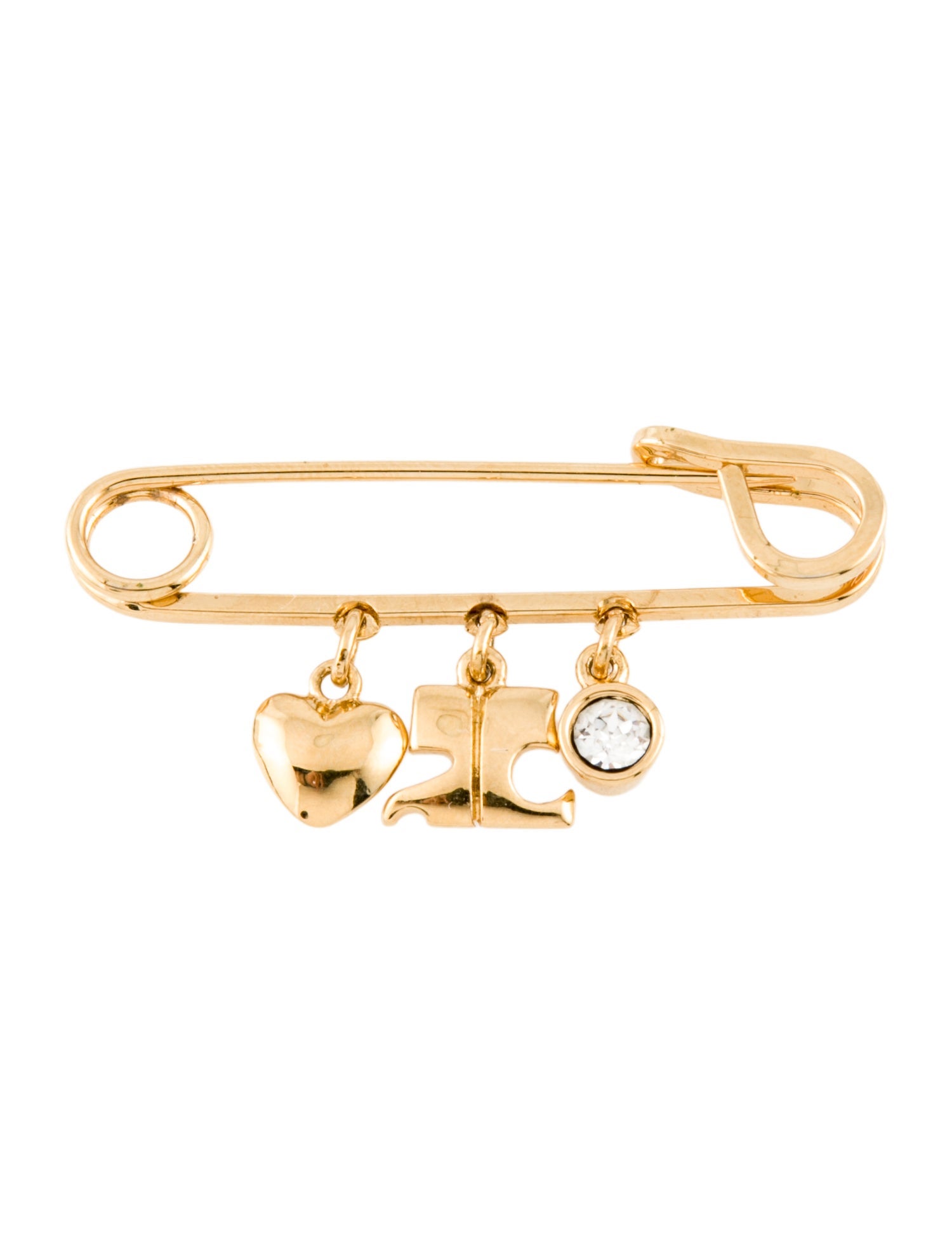 Courrèges Crystal Charm Brooch Pin