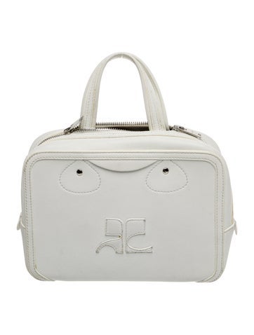 Pre-owned Courrèges Leather Top Handle Bag In White