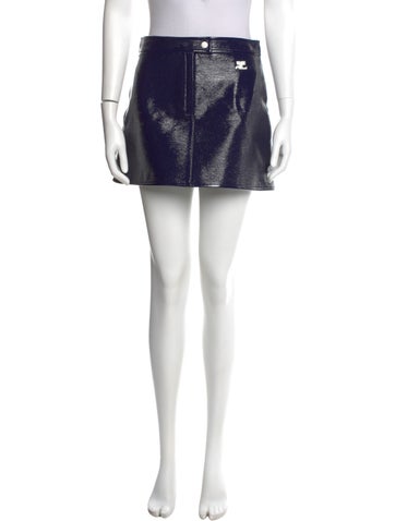 Pre-owned Courrèges Embroidered Accent Mini Skirt In Blue