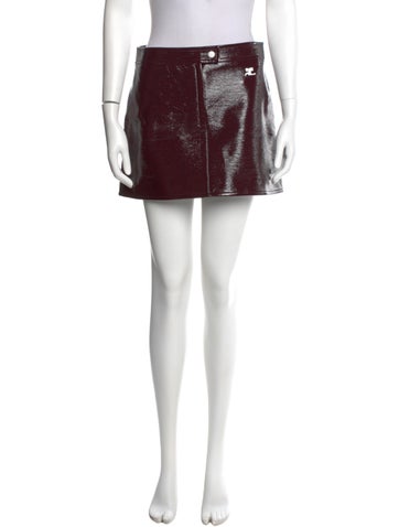 Pre-owned Courrèges Embroidered Accent Mini Skirt In Burgundy