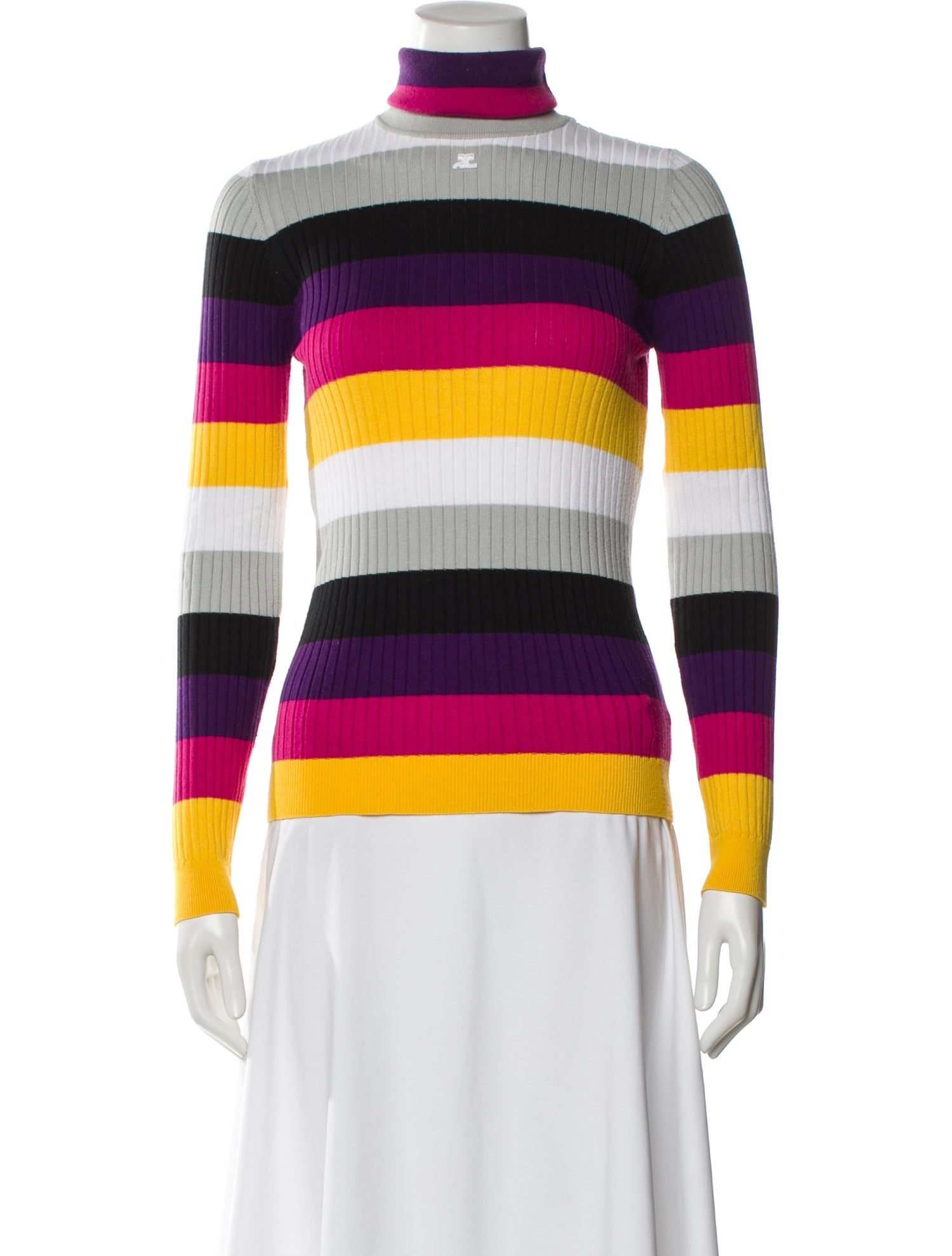 Courrèges Striped Turtleneck Sweater