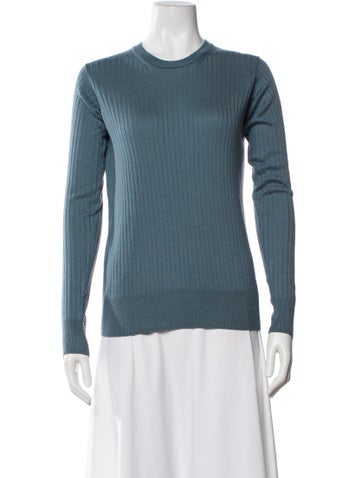 Pre-owned Ct Plage Silk Crew Neck Sweater In Blue