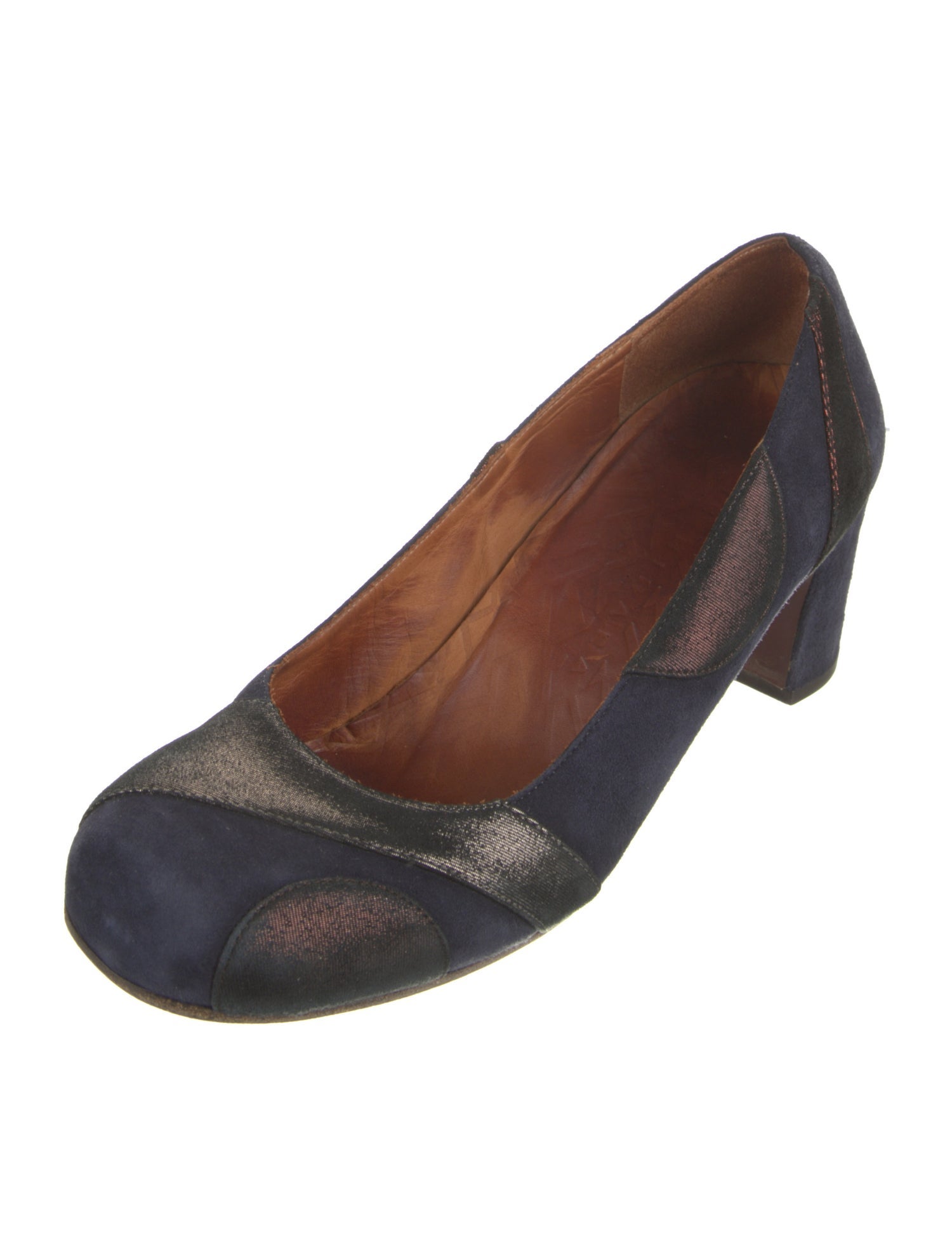 Chie Mihara Suede Colorblock Pattern Pumps