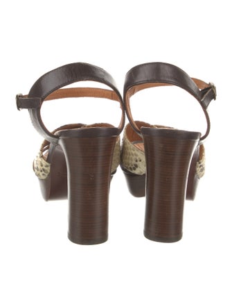 Chie Mihara Leather Animal Print Sandals