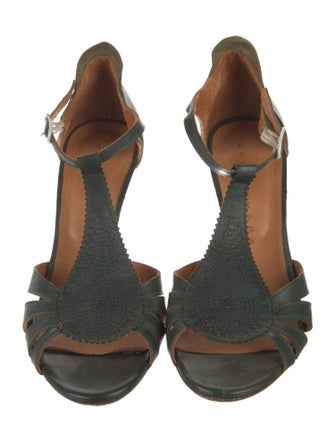 Chie Mihara Leather Cutout Accent T-Strap Pumps