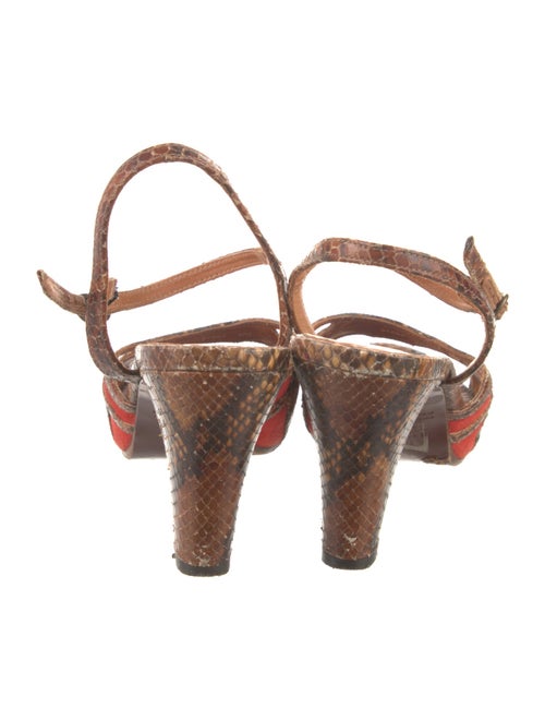 Chie Mihara Embossed Leather Animal Print Slingback Sandals