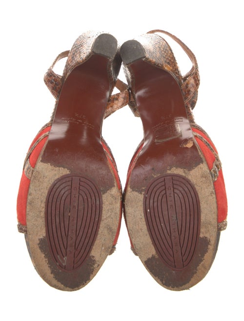 Chie Mihara Embossed Leather Animal Print Slingback Sandals