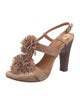 Chie Mihara Suede Fringe Trim Accent Slingback Sandals