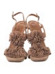Chie Mihara Suede Fringe Trim Accent Slingback Sandals
