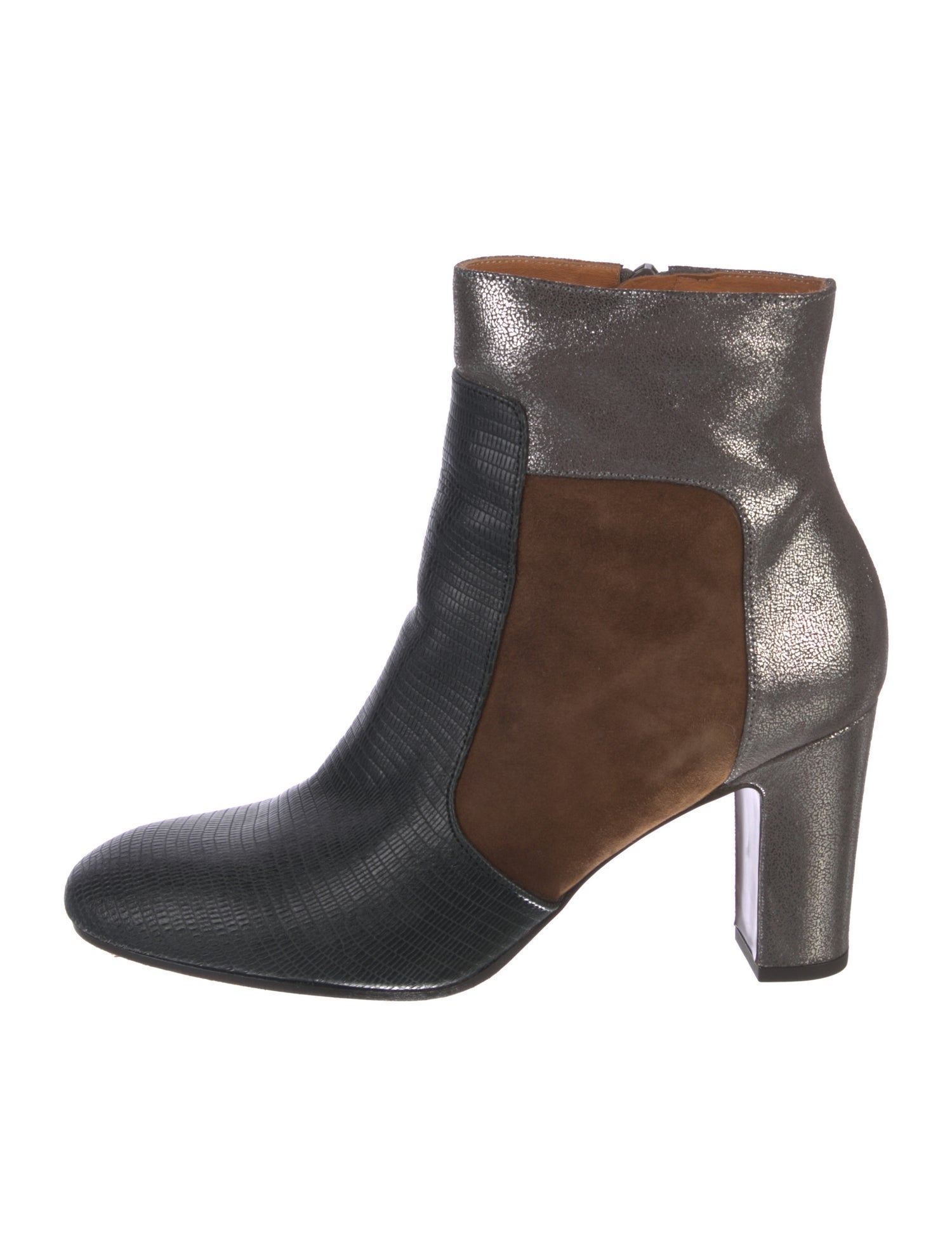 Chie Mihara Leather Colorblock Pattern Boots