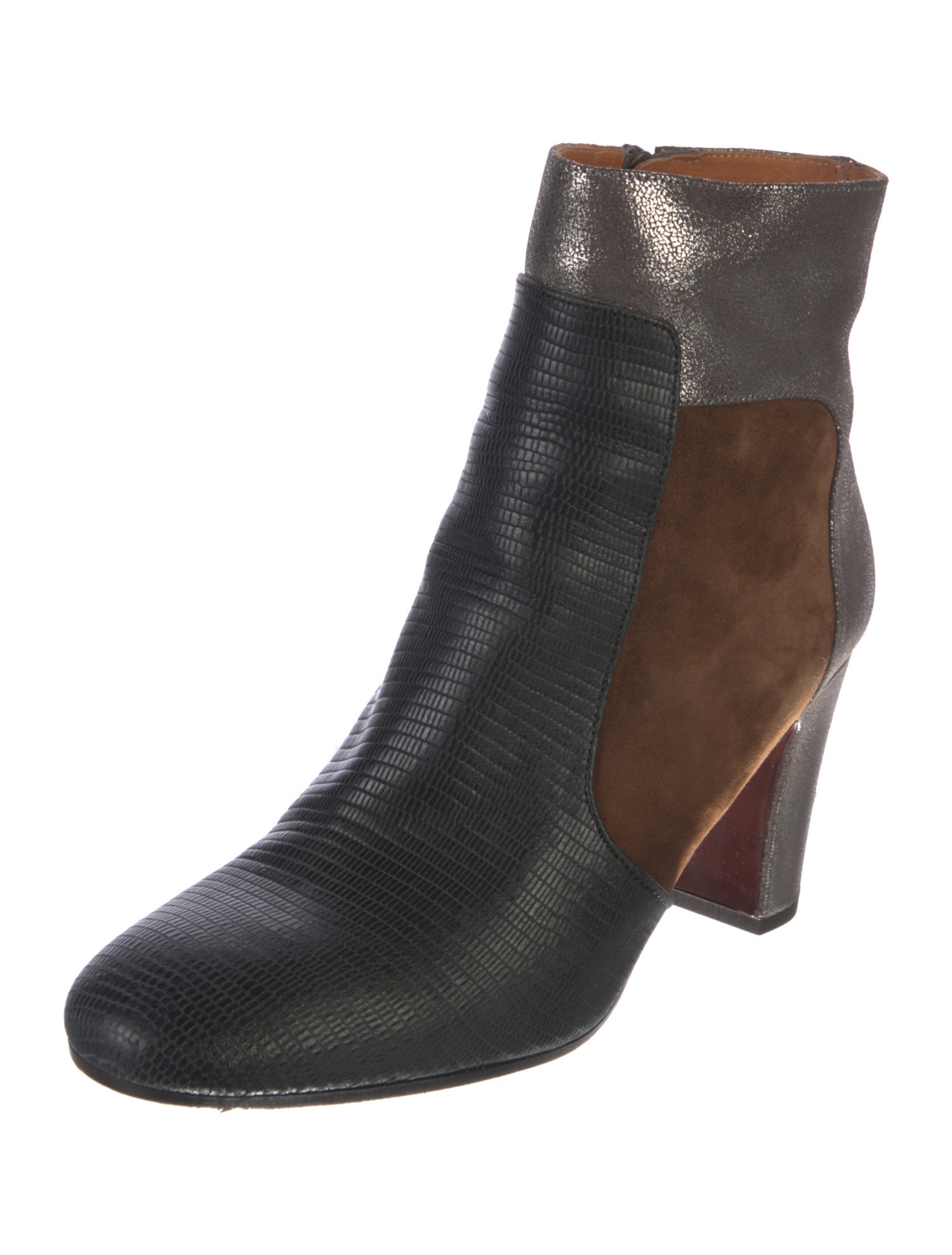 Chie Mihara Leather Colorblock Pattern Boots