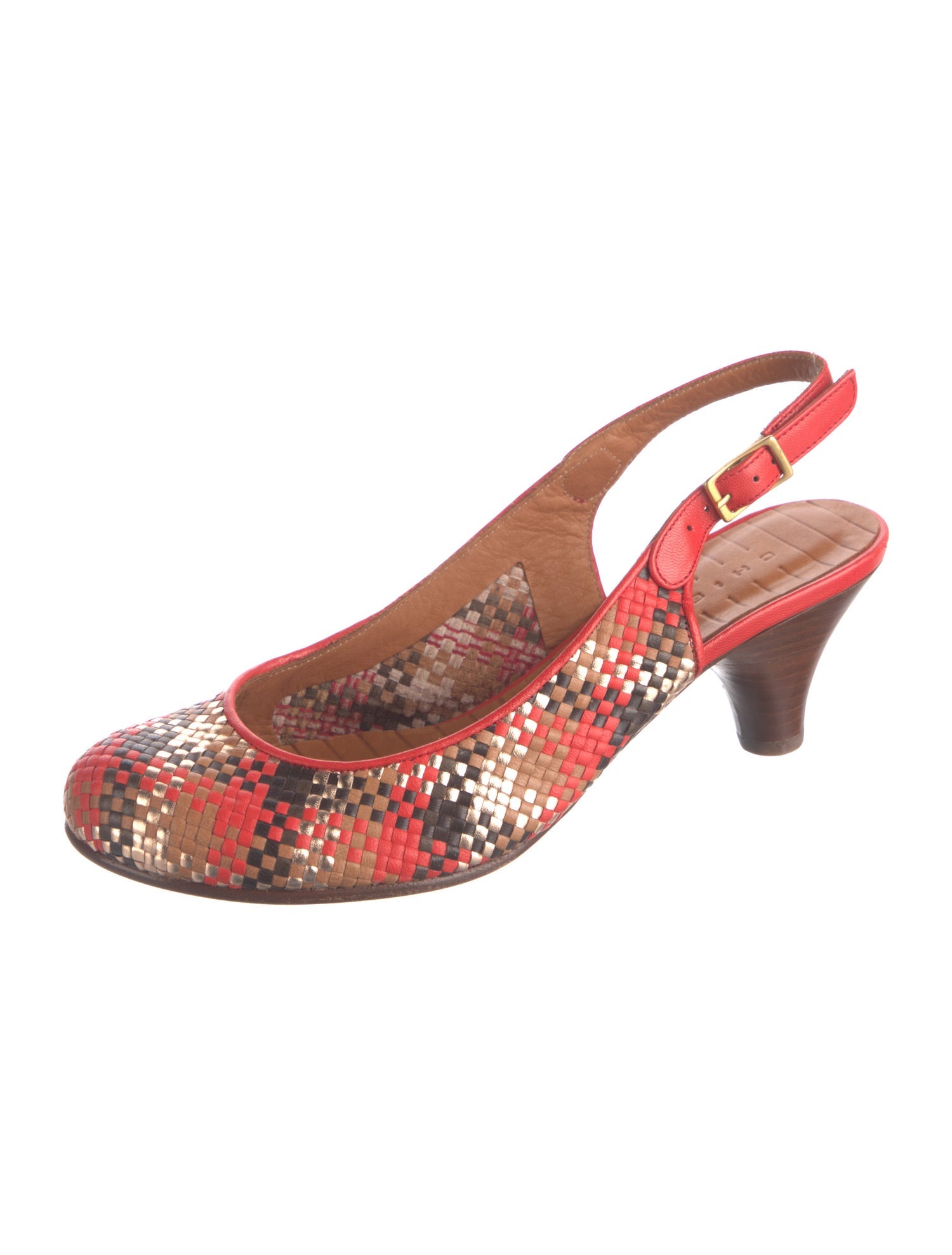 Chie Mihara Leather Printed Slingback Pumps