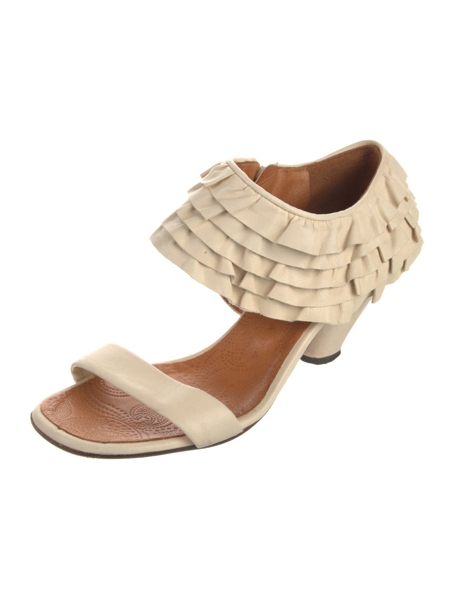 Chie Mihara Leather Animal Print Slingback Sandals