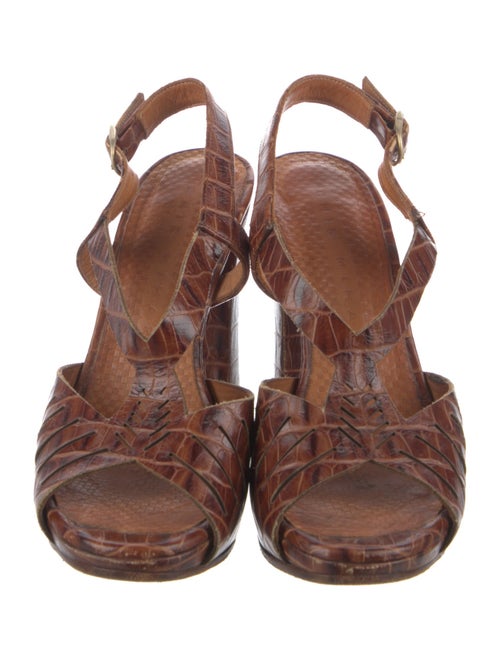 Chie Mihara Embossed Leather Slingback Sandals