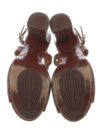 Chie Mihara Embossed Leather Slingback Sandals