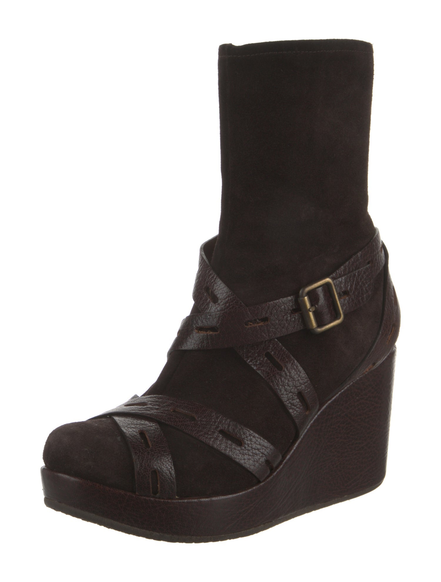 Chie Mihara Suede Lasercut Accents Sock Boots