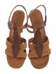 Chie Mihara Leather Fringe Trim Accent T-Strap Sandals