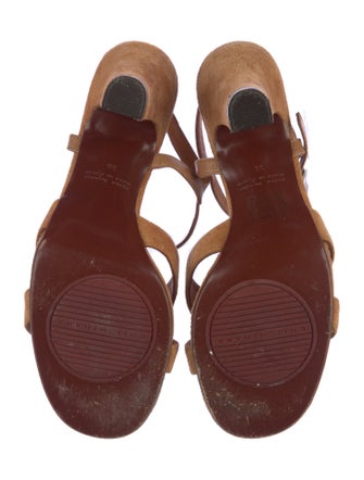 Chie Mihara Leather Fringe Trim Accent T-Strap Sandals