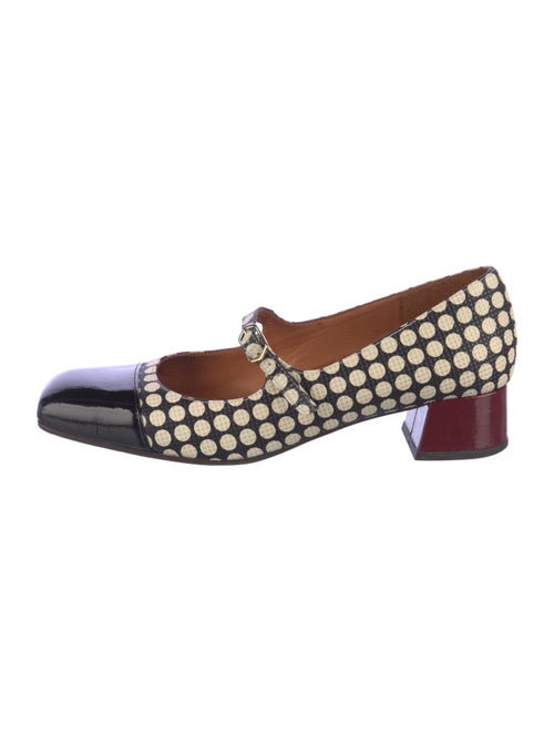 Chie Mihara Embossed Leather Printed Mary Jane Flats