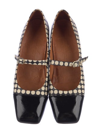 Chie Mihara Embossed Leather Printed Mary Jane Flats
