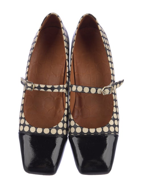 Chie Mihara Embossed Leather Printed Mary Jane Flats